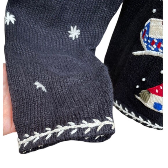 Vintage Erika Cardigan Sweater Petite Large Snowy Village Xmas Winter Holiday - Picture 7 of 16